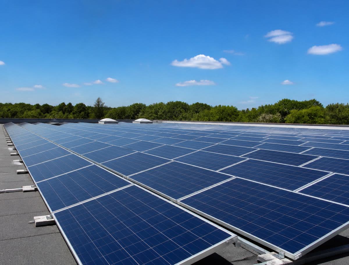 Photovoltaikmodule auf einem Dach – nach der Reinigung